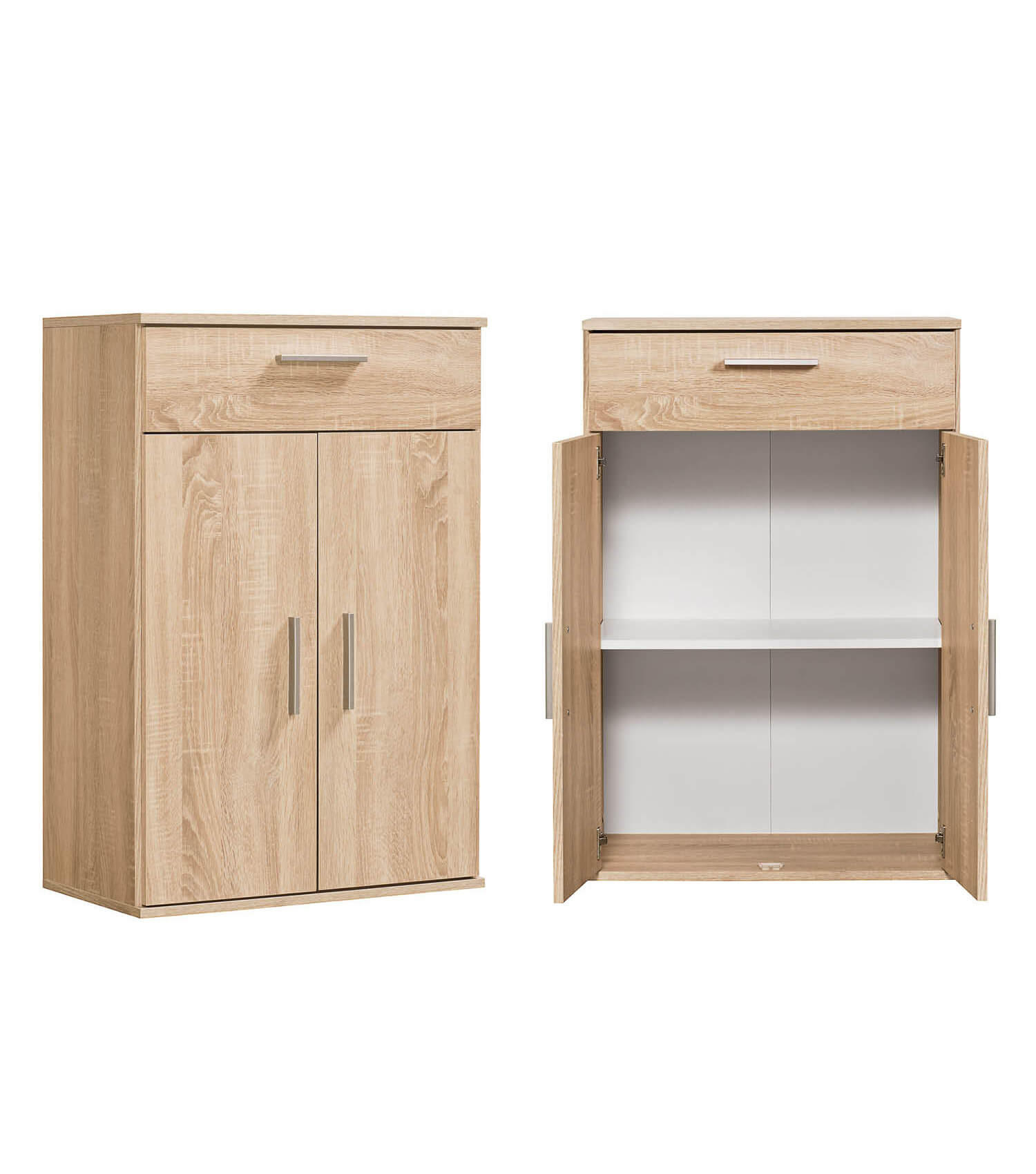 MEHRZWECKSCHRANK Der Praktische - Weiß/Sonoma Eiche, Holzwerkstoff (60/91/34cm) - Mokebo