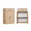 MEHRZWECKSCHRANK Der Praktische - Weiß/Sonoma Eiche, Holzwerkstoff (60/91/34cm) - Mokebo