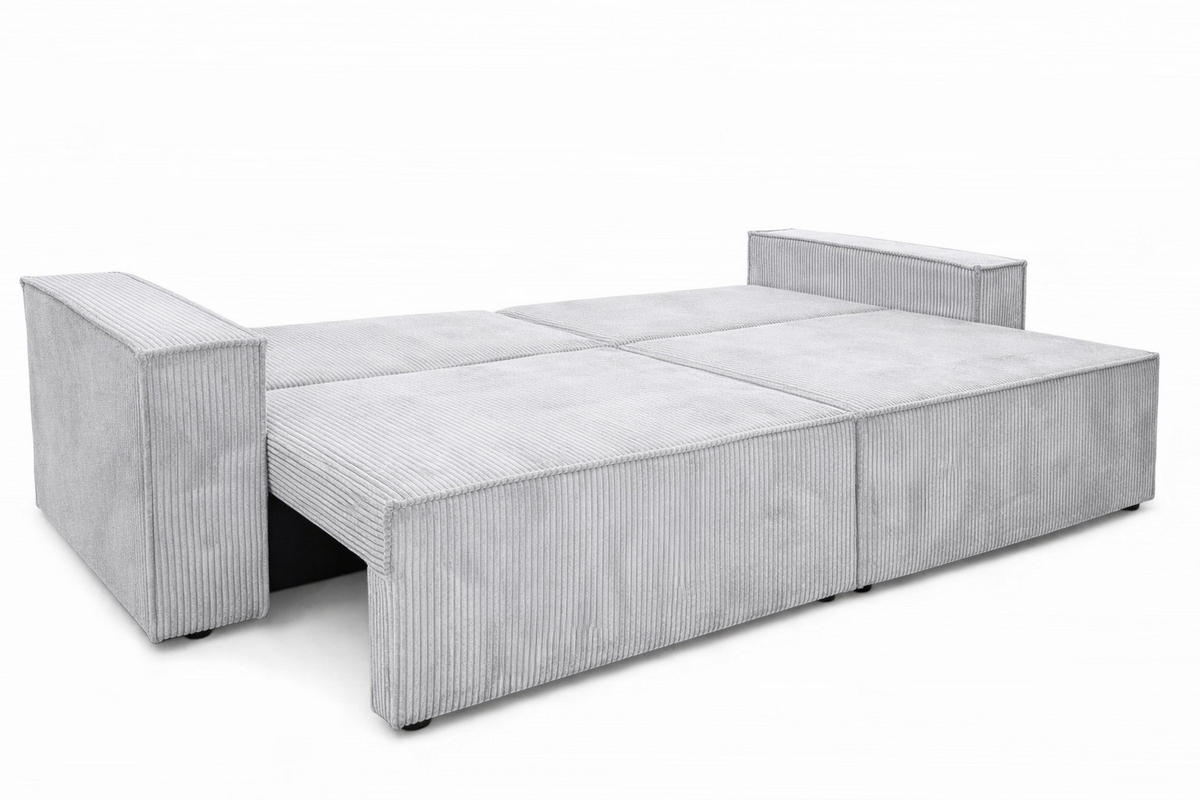 SOFA Mit Schlaffunktion Und Bettkasten, Cordstoff Poso, Grün, BEST SCORNER - Hellgrau, Holz (245/83/90cm) - Kaiser Möbel