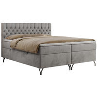 BOXBETT GRIMALDI 180/200 Hellgrau Velvet - H4 - Hellgrau, Holz/Textil (180/200cm) - MKS