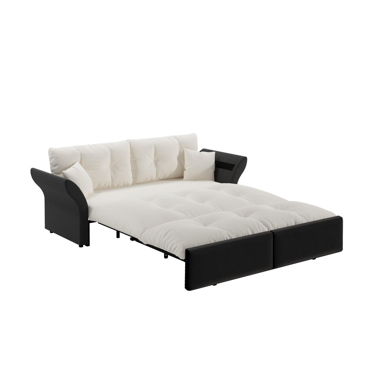 SCHLAFSOFA 190/85/91 cm Beige Samt mit Tufting und 2 weichen Kissen - Beige, Textil (190/91/85cm) - Oxeza