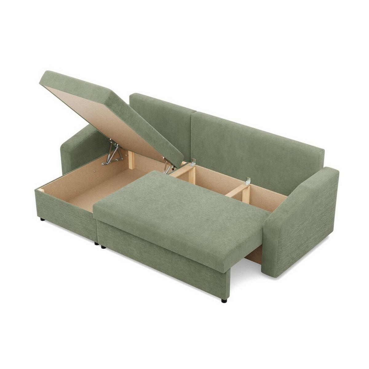 ECKSOFA Neo mit abgeschrägter Armlehnen olivgrün - Olivgrün, Textil (231/140cm) - SIMKAM Furniture