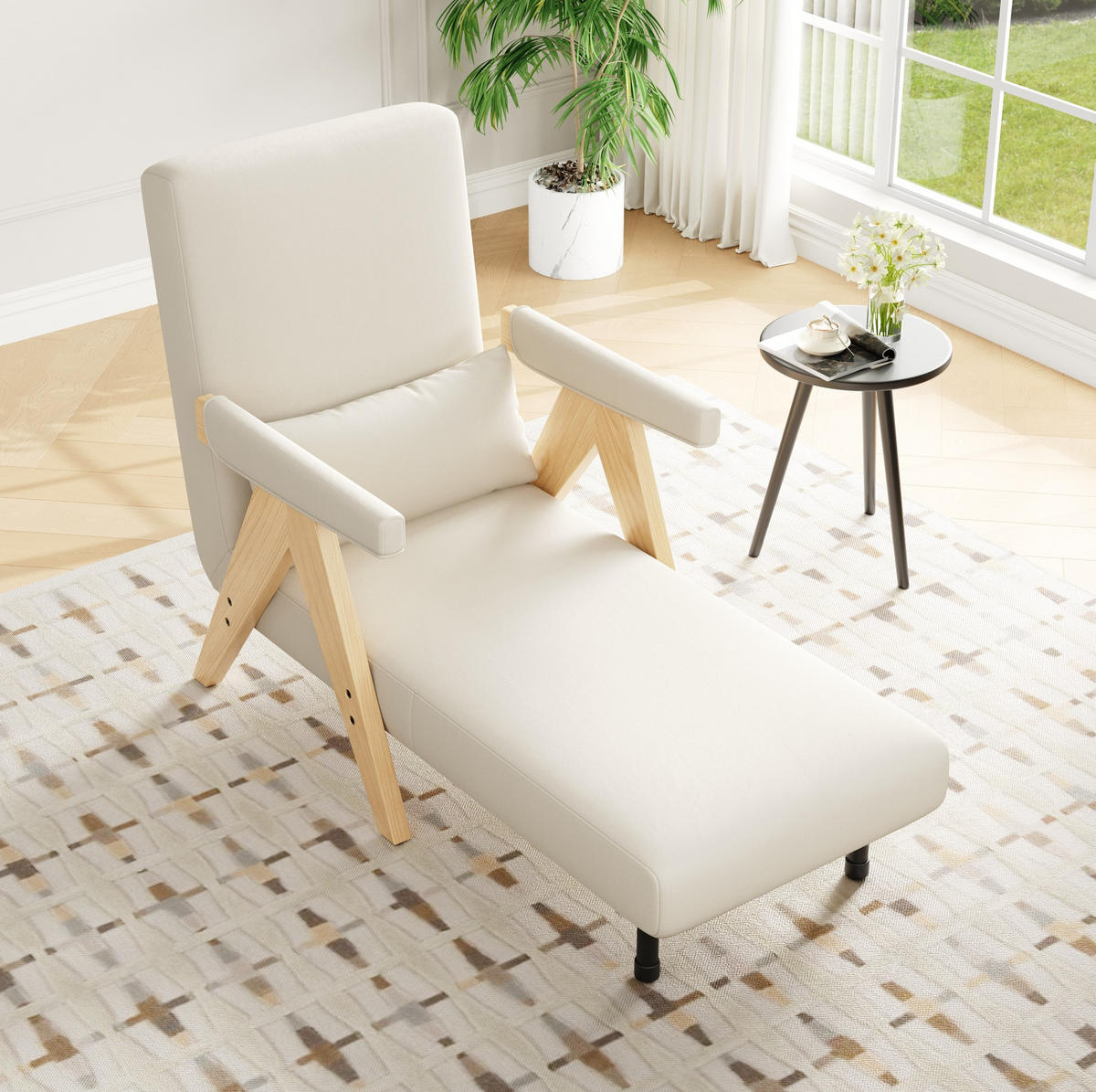 SCHLAFSESSEL Leinen mit 6-fach verstellbarer Rückenlehne 87/64/60 cm Beige - Beige, Textil (87/64/60cm) - Redom