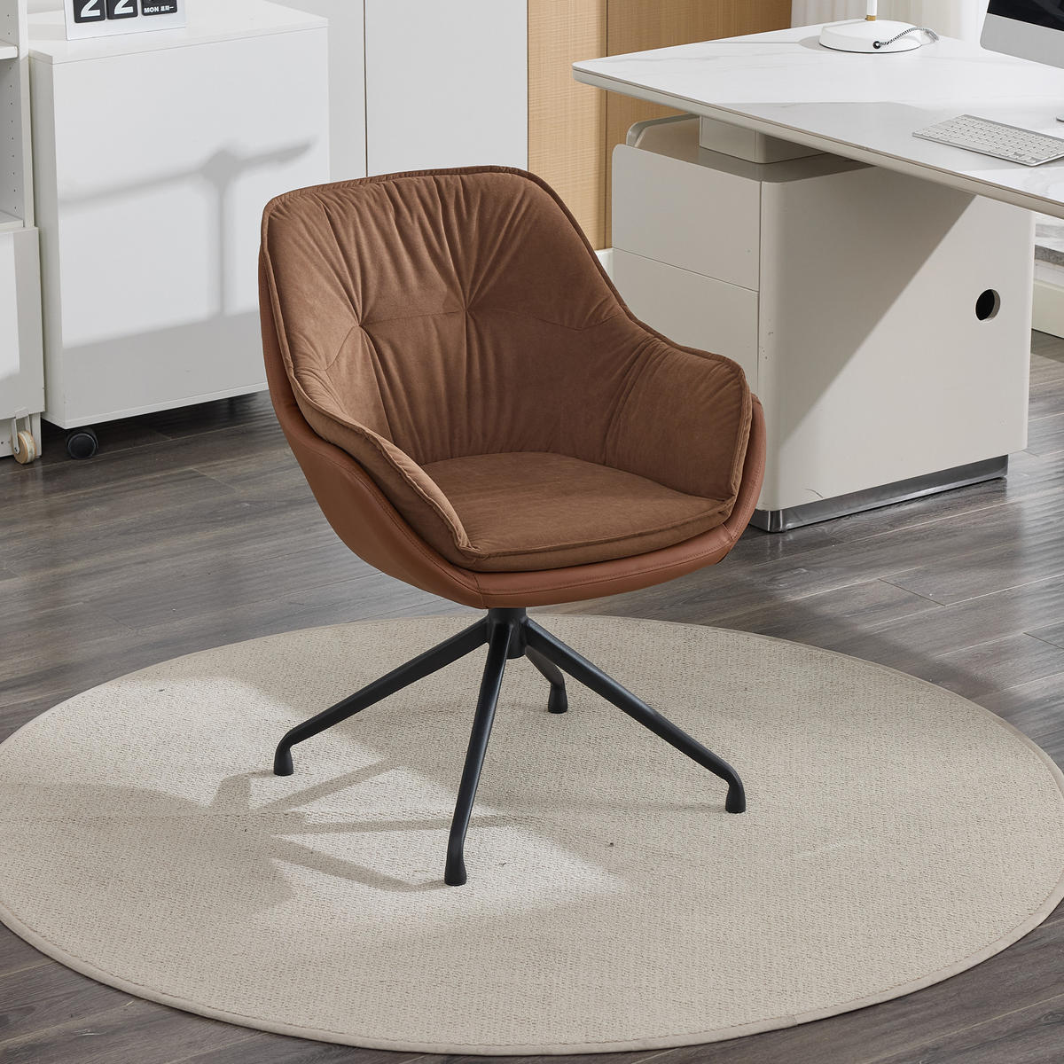 STUHL Kunstleder mit 360°-Drehfunktion, DE-42311, Braun - Braun, Metall (66/80/67.5cm) - ComfortXL