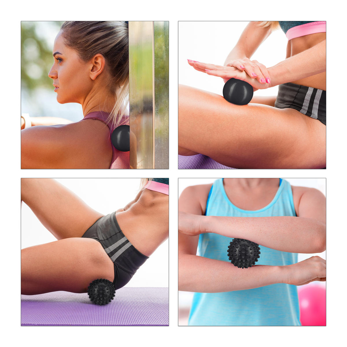 4XMASSAGEBALL - Schwarz, Kunststoff (6.5/6.5/6.5cm) - Relaxdays