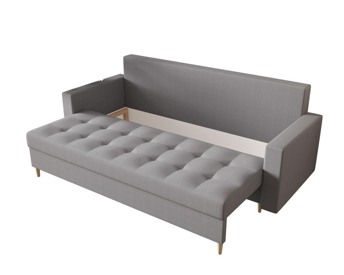 SOFA SKANDI mit Schlaffunktion COSMIC 160 mit Stauraum - Grau, Textil (90/88/232cm) - Bedante