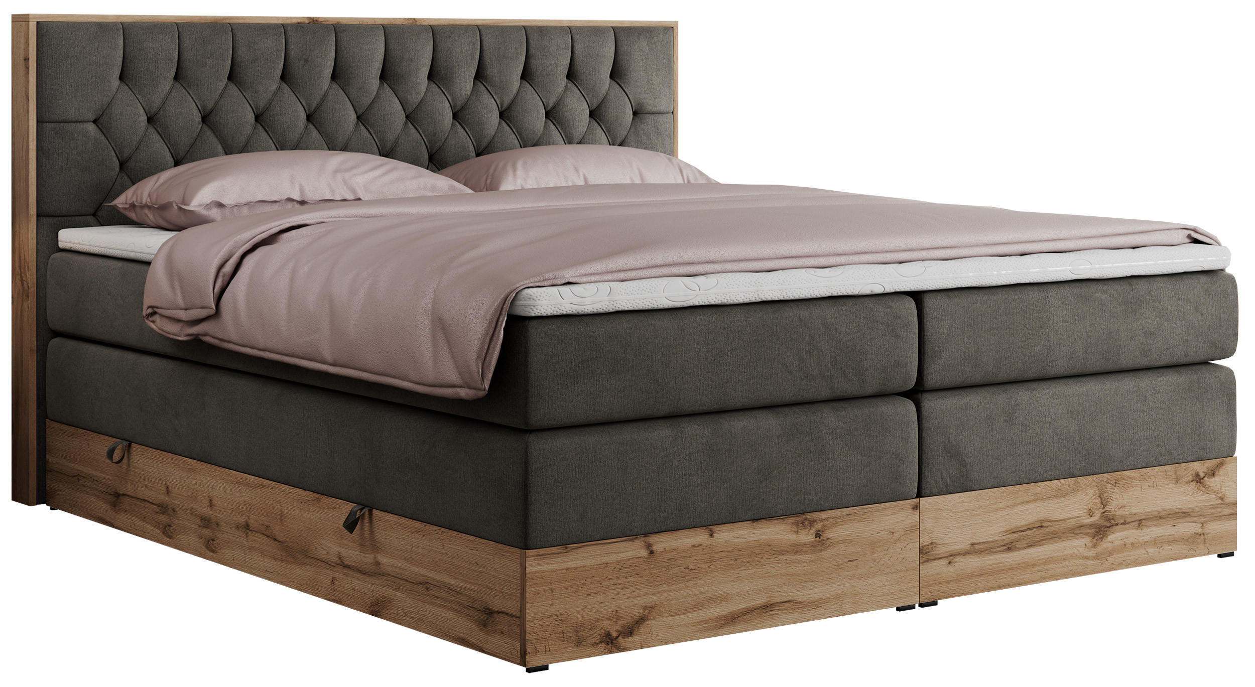 BOXSPRINGBETT AMORE KING 200/200 Dunkelgrau Velvet - H3 - Dunkelgrau, Holz/Textil (200/200cm) - MKS