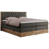 BOXSPRINGBETT AMORE KING 180/200 Dunkelgrau Velvet - H3 - Dunkelgrau, Holz/Textil (180/200cm) - MKS