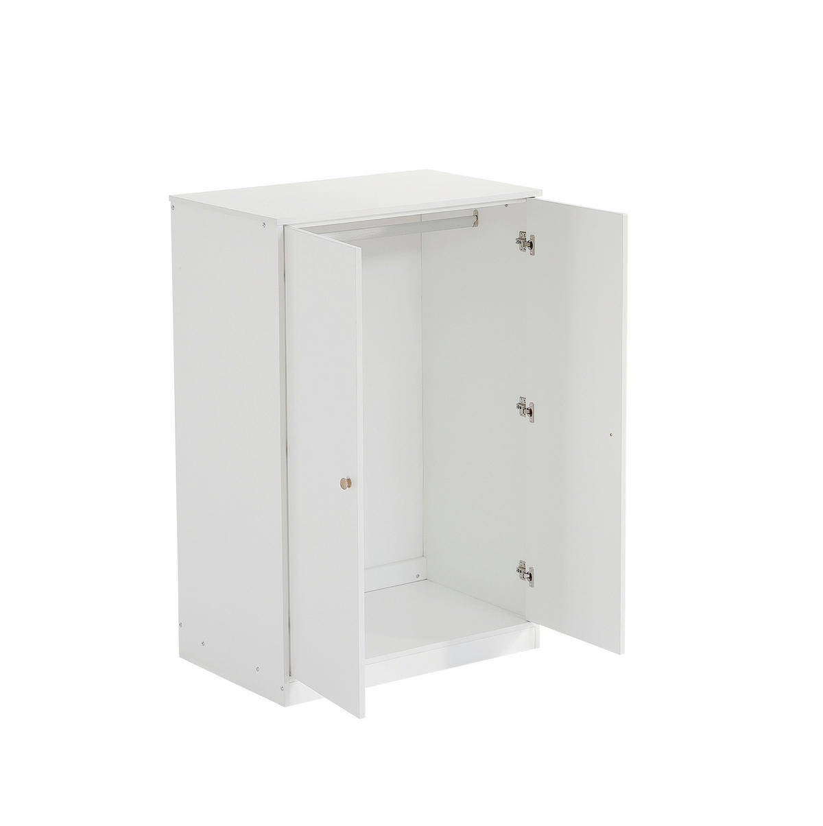 KLEIDERSCHRANK 80/50/120 cm weiß aus MDF mit 2 Türen und Kleiderstange - Weiß, Holz (80/120/50cm) - OKWISH