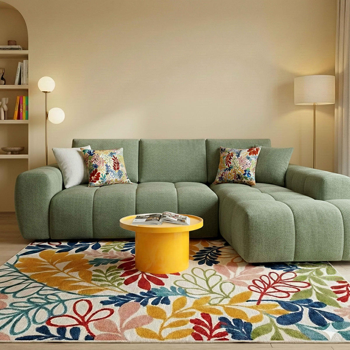 COUCHTISCH, Gelb - Gelb, Holzwerkstoff (50/50/30cm) - Oviala