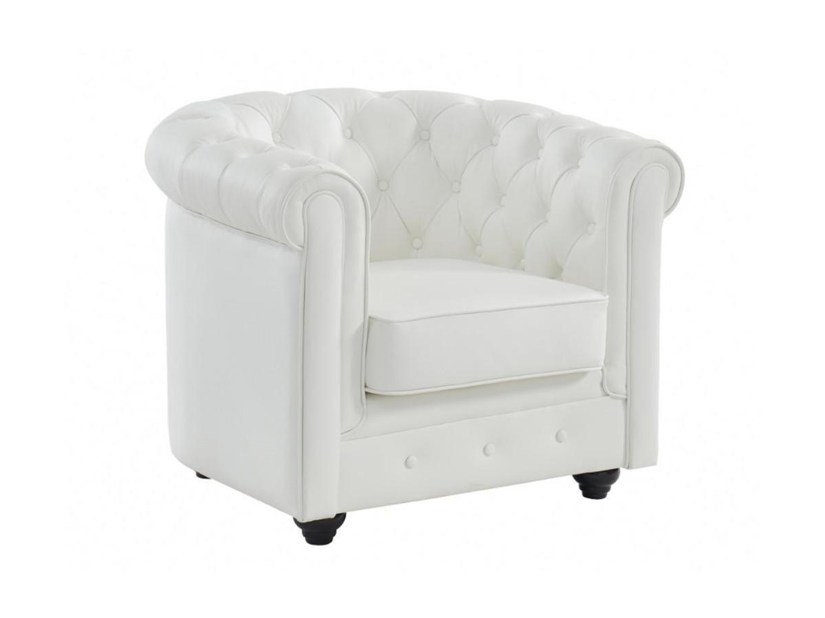 LEDERSESSEL - Büffelleder - Weiß - CHESTERFIELD - Weiß, Leder (78/72/82cm) - Vente-Unique