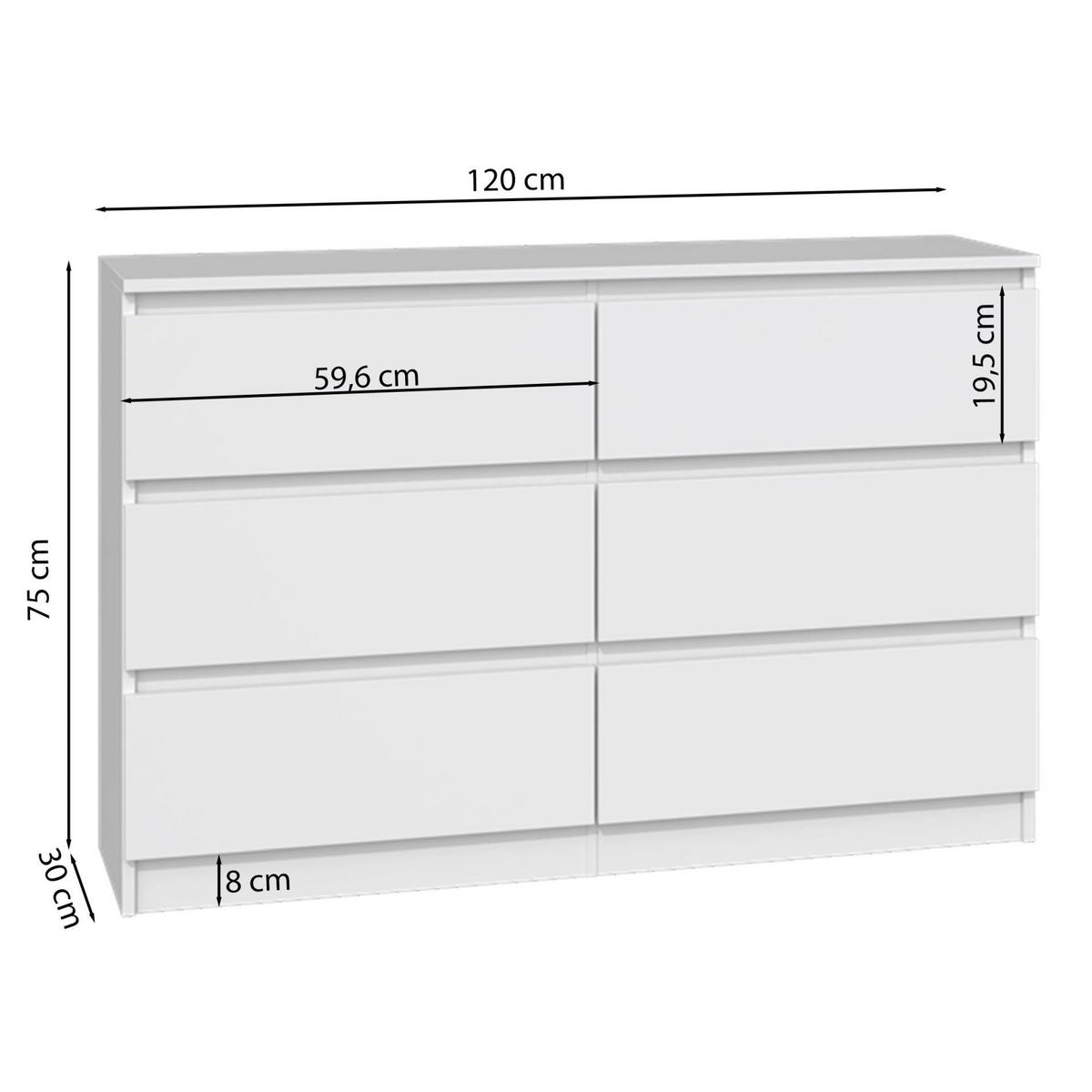 KOMMODE Malwa weiß, 75 x 120 x 30 cm - Weiß, Holzwerkstoff (120/75/30cm) - Selsey