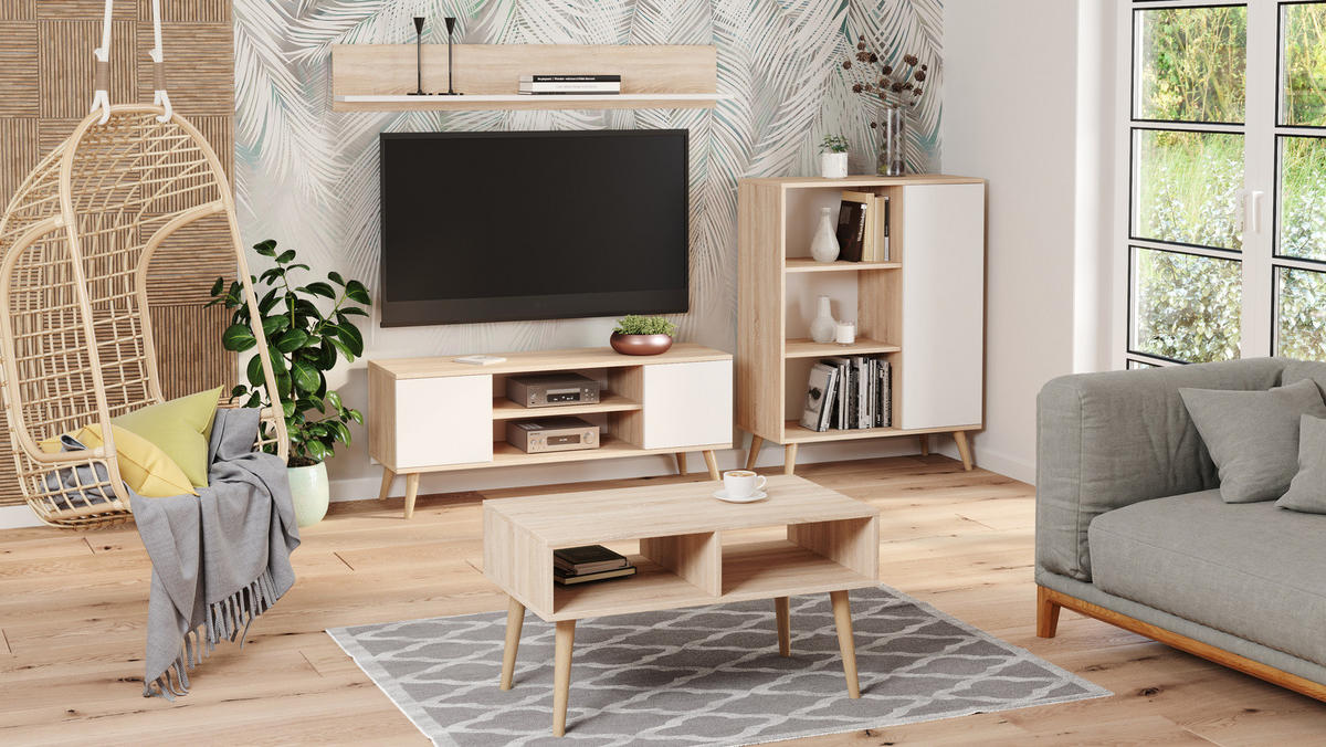 BÜCHERREGAL Fondi - Eichefarben/Weiß, Holzwerkstoff (40/116/90cm) - RAUMHIRSCH FURNITURE