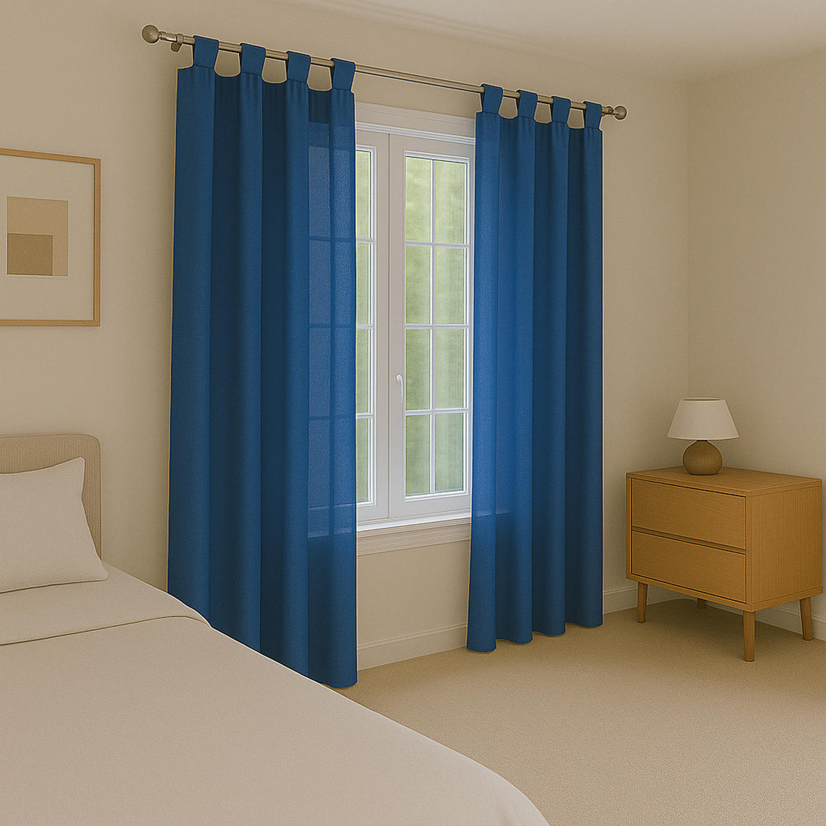 SCHLAUFENSCHAL blickdicht 140x175 cm Blau 2er-Pack - Blau, Textil (140/175cm)