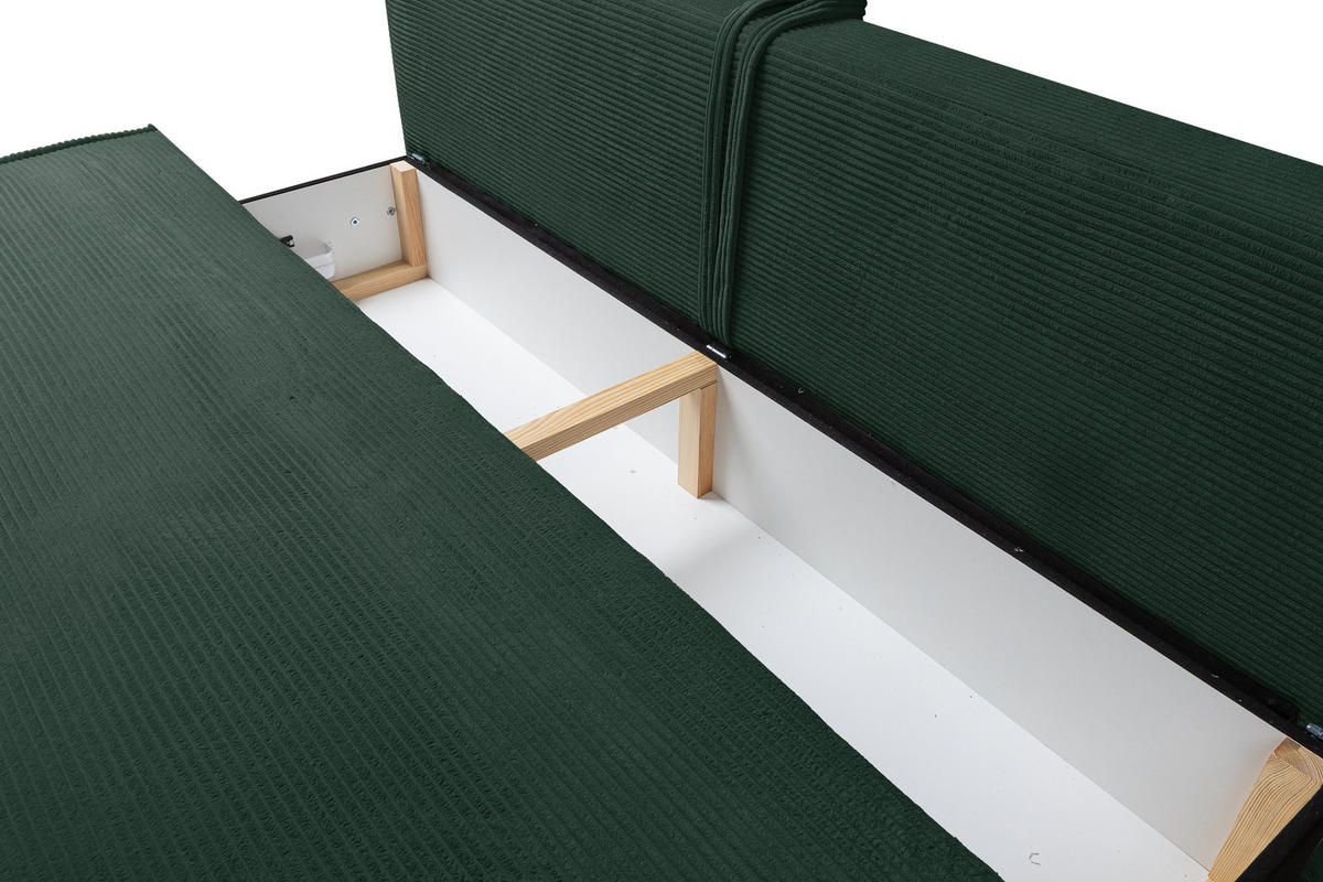 SCHLAFSOFA mit Schlaffunktion Timo, Grün Cordstoff - Grün, Textil (200/80/93cm) - VENASI MÖBEL