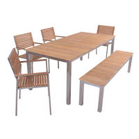 GARTEN-SITZGRUPPE Stina 6-teilig Bank ohne Lehne Gartenmöbel-Set - Hellbraun, Holz - DELUKE