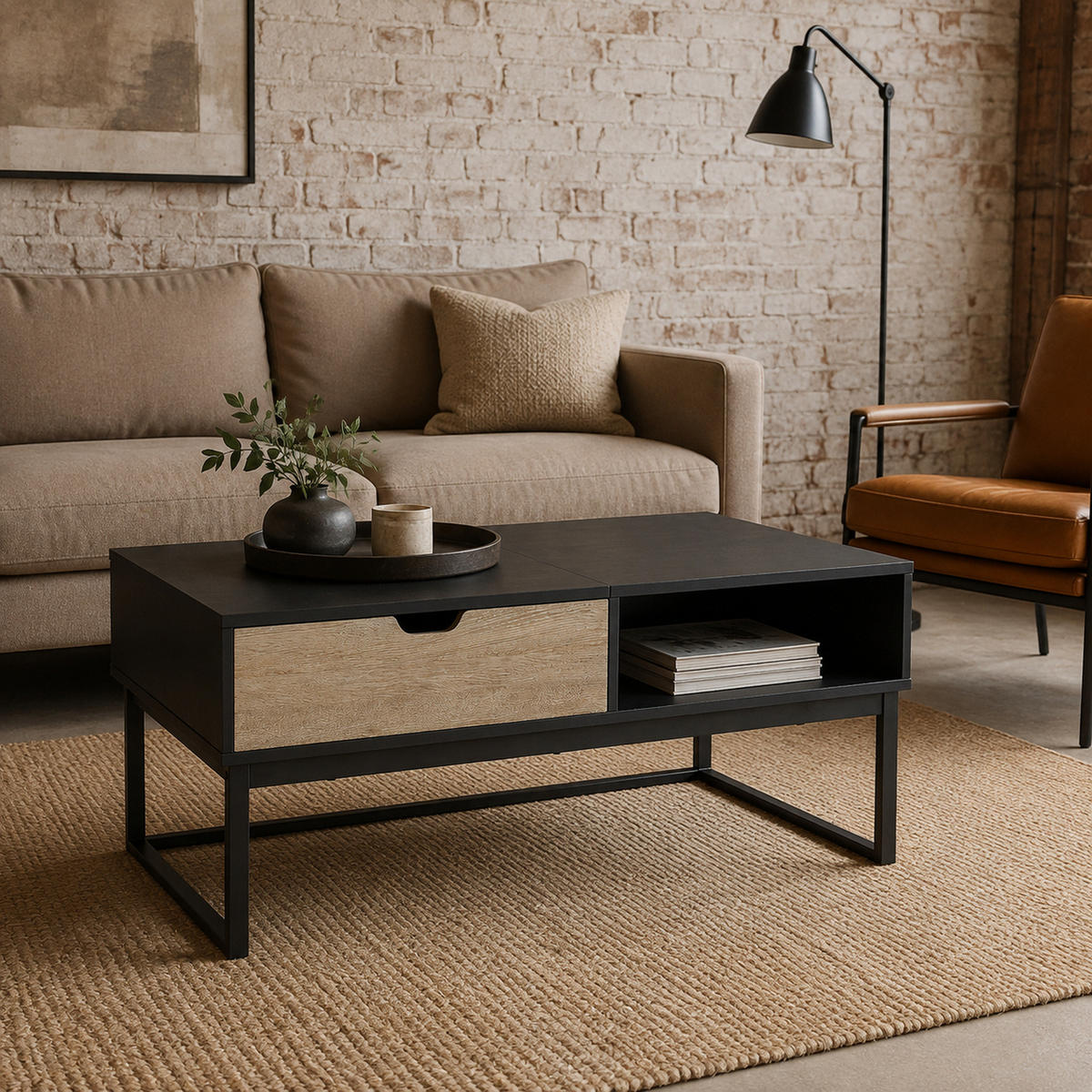COUCHTISCH Schwarz - Schwarz, Holzwerkstoff (45.1/60.3/45.1cm) - Teamson Home