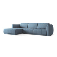 ECKSOFA Links Chenille Stoff Blau - Blau/Blaugrau, Kunststoff/Textil (170/290cm) - Makamii