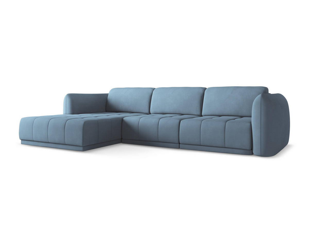 ECKSOFA Links Chenille Stoff Blau - Blau/Blaugrau, Kunststoff/Textil (170/290cm) - Makamii
