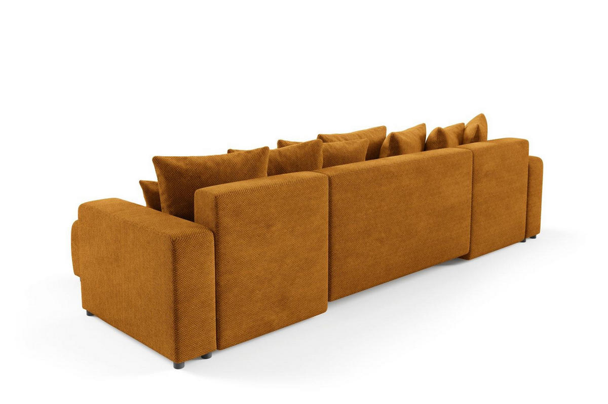 ECKSOFA mit Schlaffunktion Gelb - Currygelb, Textil (318/145cm) - Furnisell