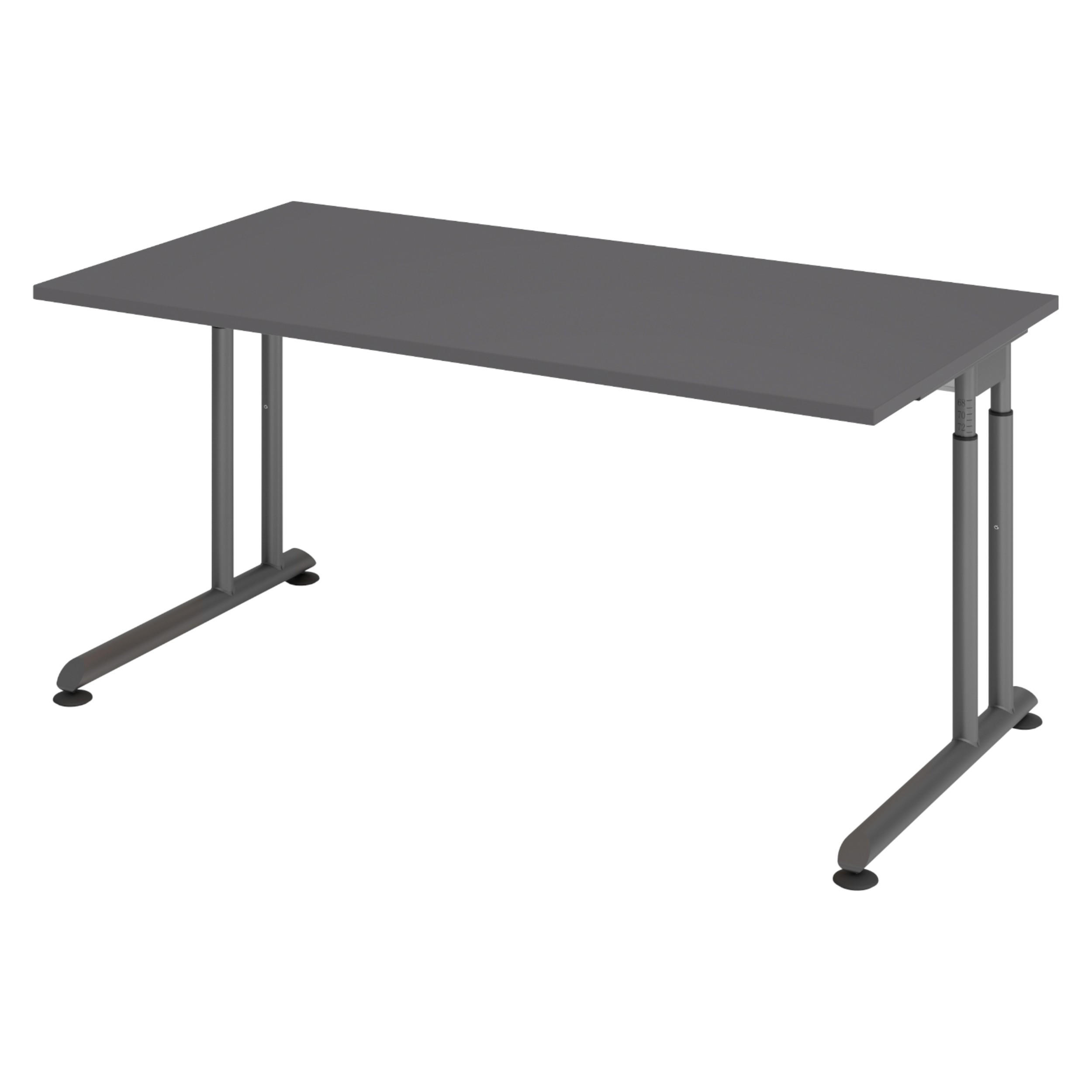 SCHREIBTISCH Serie-Z 80/160/74 cm in Graphitfarben/Graphitfarben - Graphitfarben, Holzwerkstoff (80/160/74cm) - bümö