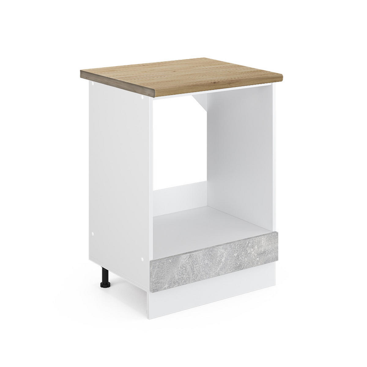 HERDUMBAUSCHRANK R-Line Beton 60 cm, AP Eiche - Schieferfarben/Weiß, Holzwerkstoff (60/81.6/60cm) - Vicco