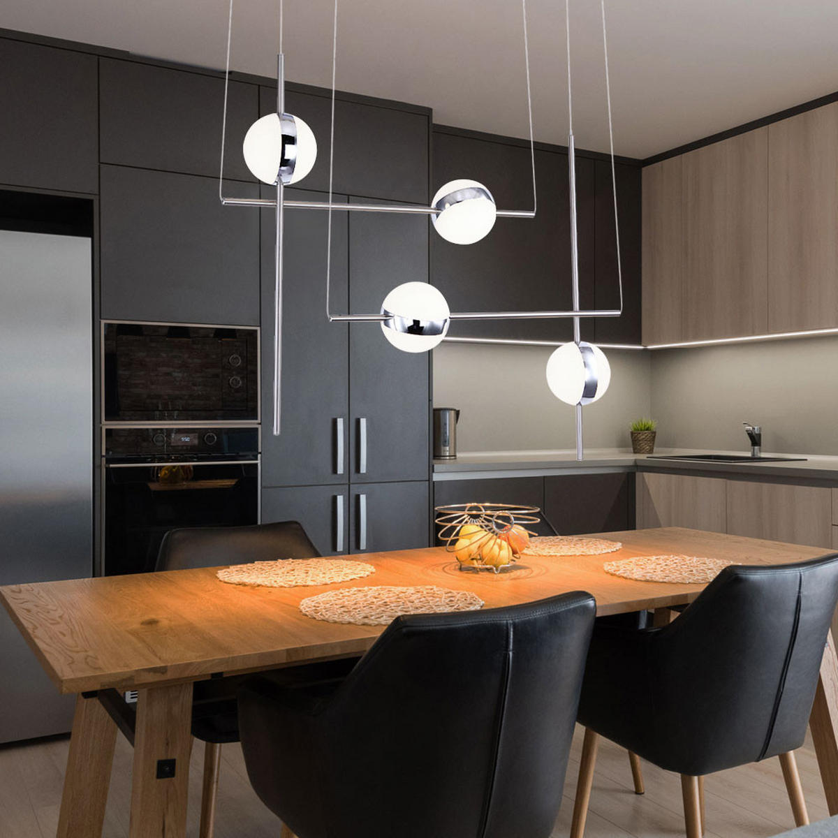 LED HÄNGELEUCHTE Chrom Silber - Silberfarben, Metall (83/16/120cm) - Globo Lighting