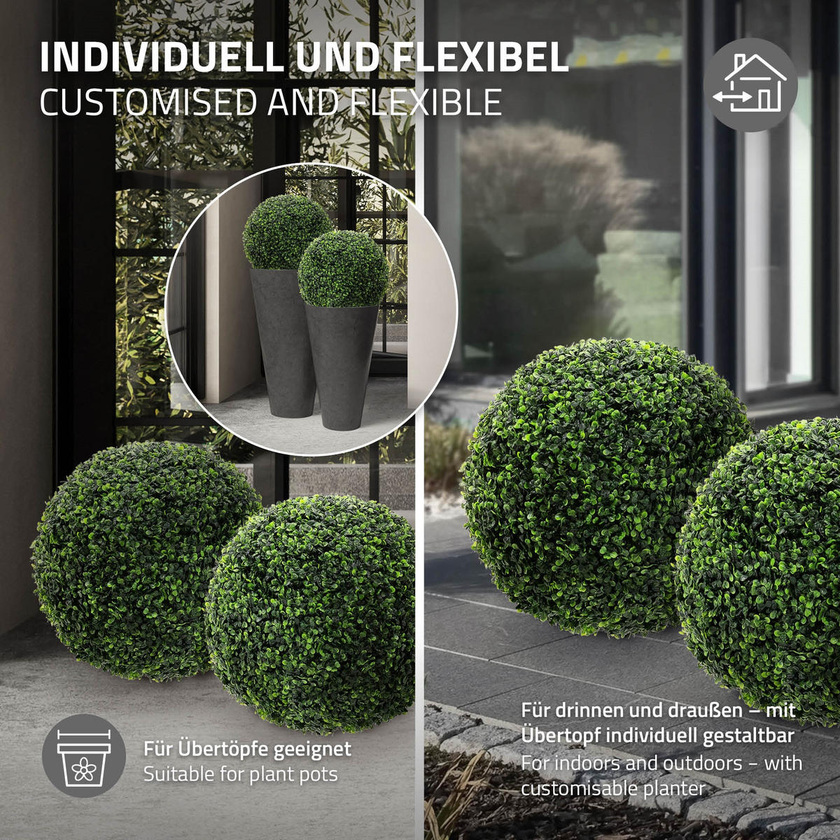 UMĚLÁ zimostrázová koule, sada 2 ks, velká Ø 35 cm, zelená, z plastu - zelená barva, textil/plast (45cm) - ML-DESIGN