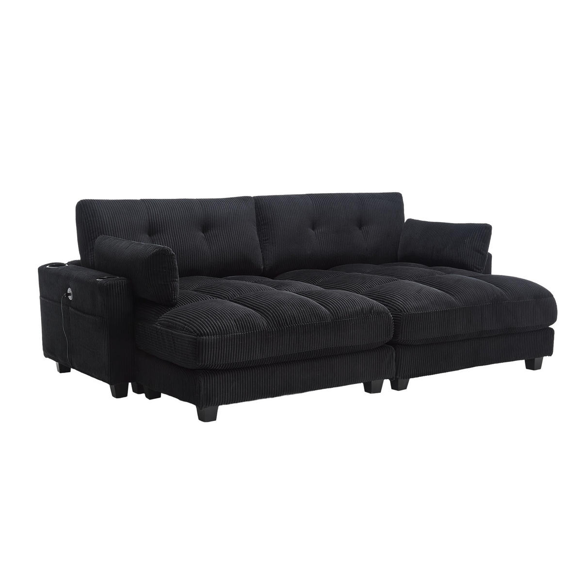 SOFABETT 140/112/81 cm Schwarz - Schwarz, Textil (112/81/140cm)