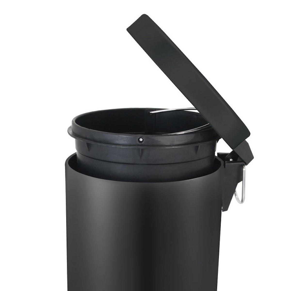 MÜLLEIMER Runder TretMit Herausnehmbaren Kunststoff Inneneimer 20 Liter Höhe 44,5 cm Schwarz - Schwarz, Metall (29.2/44.5/29.2cm) - PROREGAL
