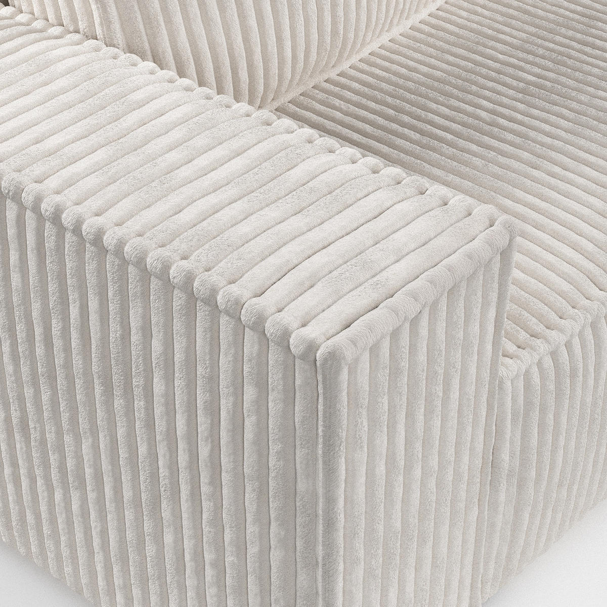 ECKSOFA Maze Creme Plüschstoff - Rechts Seite - Creme/Schwarz, Holz/Holzwerkstoff (294/185cm) - Maison de Reve