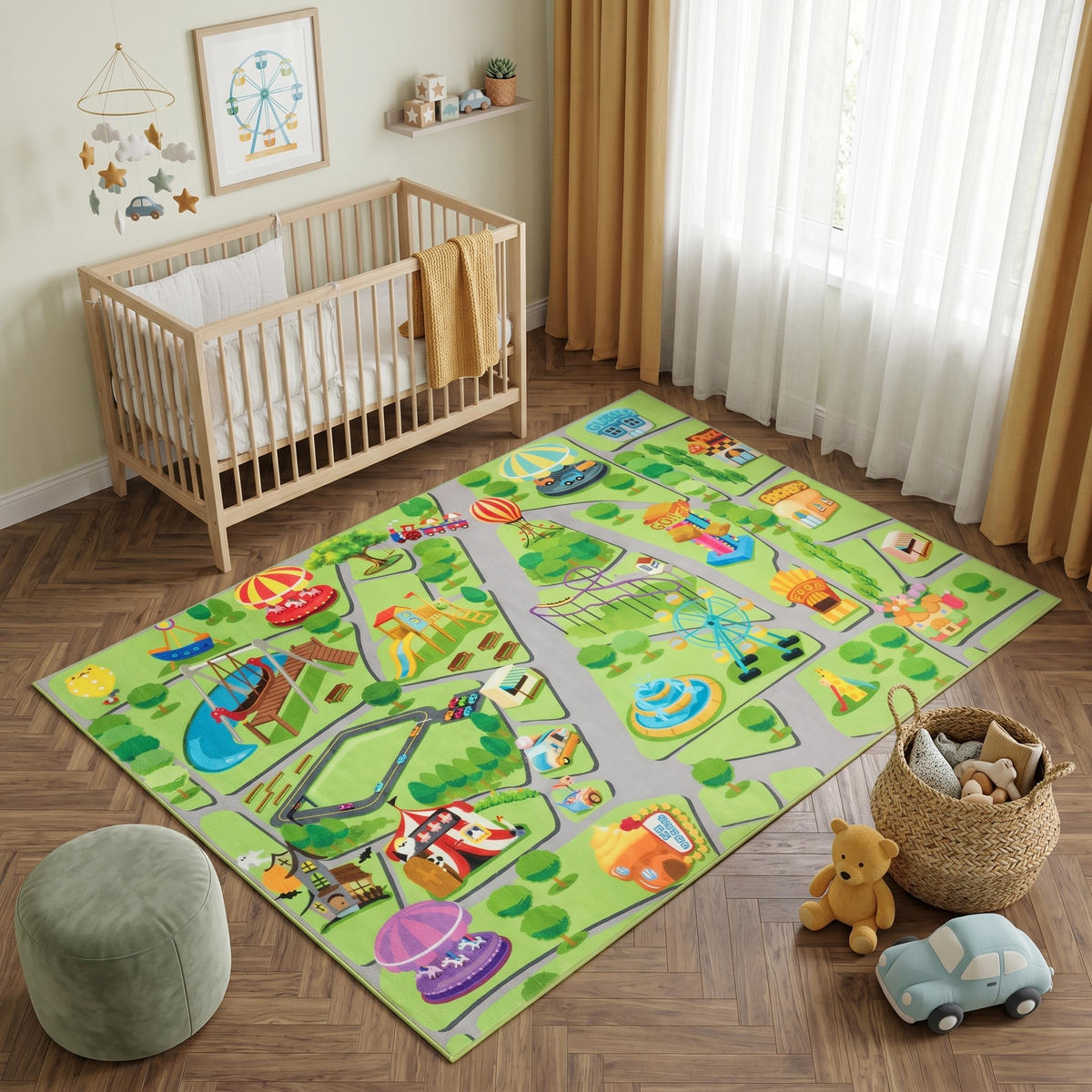KINDERTEPPICH KIDS Grün Spielteppich 200/300 cm - Grün, Textil (200/300cm) - Tapiso