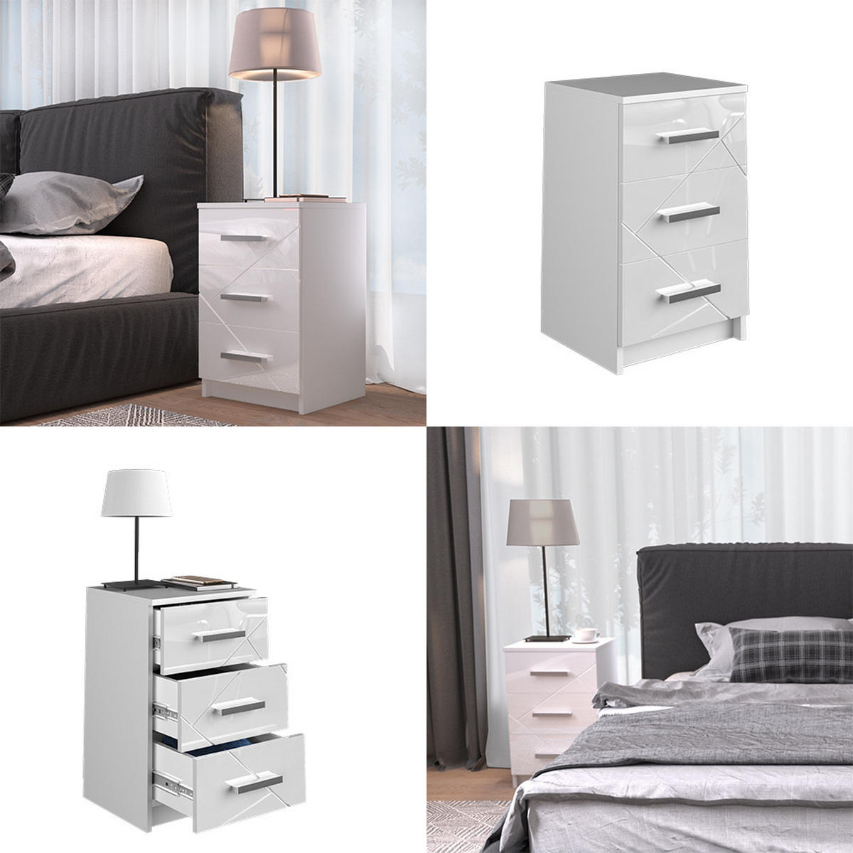 NACHTTISCH Irma Weiß 37.6 x 66 cm - Weiß, Holzwerkstoff (35.5/66/37.6cm) - Vicco