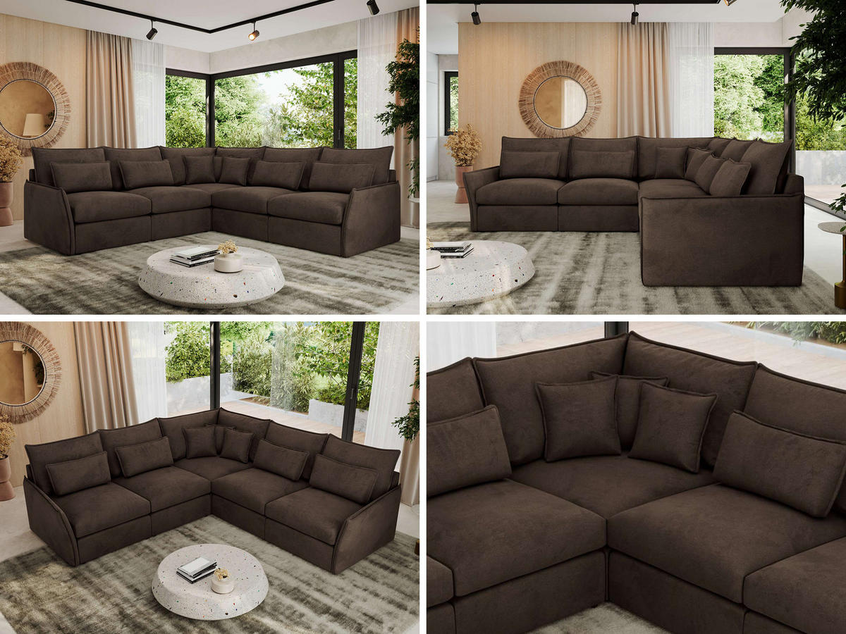 ECKSOFA VERSO L Braun Velvet - Schwarz/Braun, Kunststoff/Textil (270/270cm) - MKS
