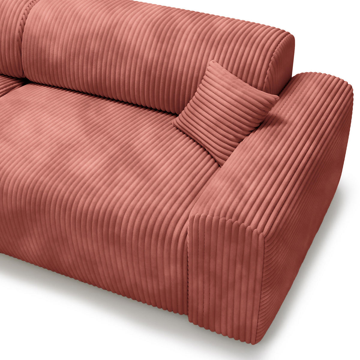 ECKSOFA mit Longchair - Cord - Schwarz/Altrosa, Kunststoff/Textil (284/178cm) - home24