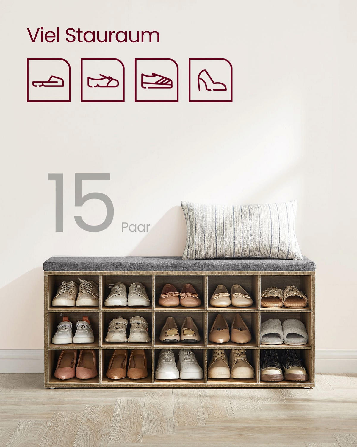 SCHUHREGAL JUBA - Zwetschgeholzfarben, Holzwerkstoff (105/48/30cm) - Hansiro