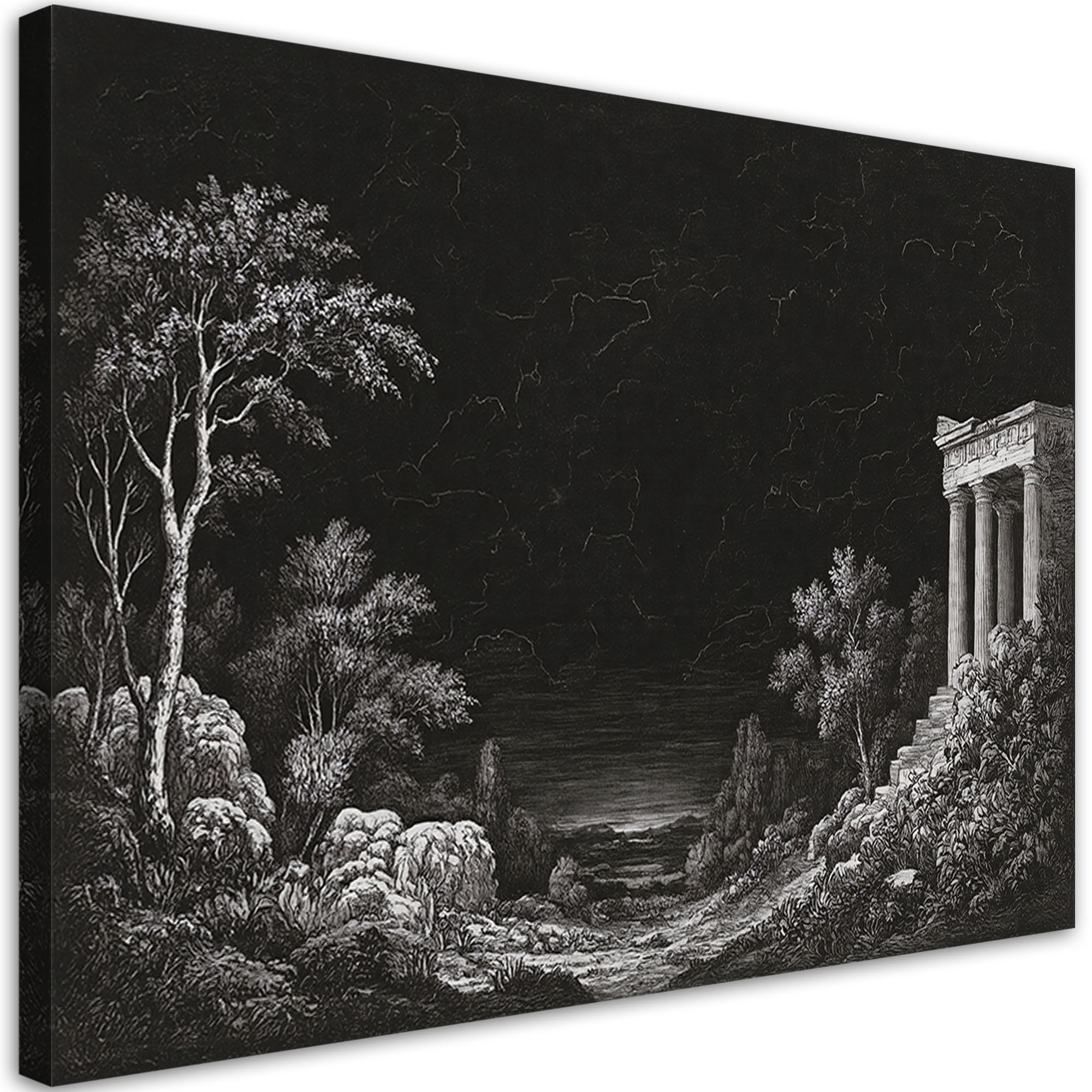 WANDBILD schwarz landschaftsarchitektur - Schwarz, Textil (60/40cm) - Feeby