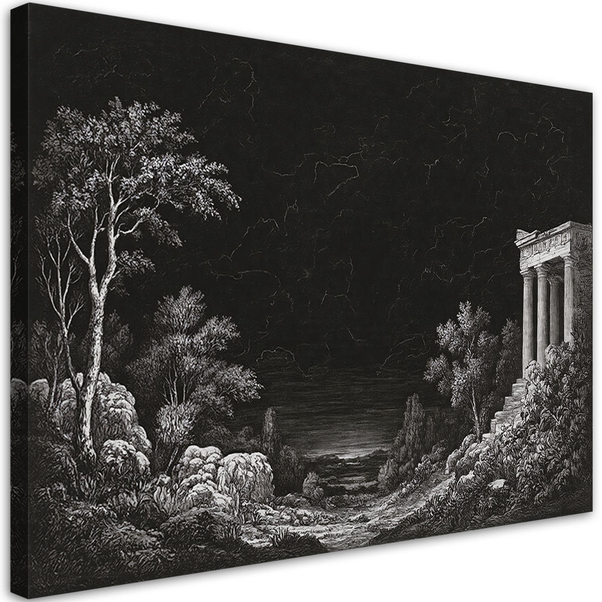 WANDBILD schwarz landschaftsarchitektur - Schwarz, Textil (60/40cm) - Feeby