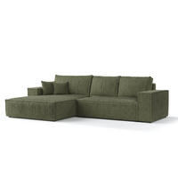 ECKSOFA Maze Grün Plüsch - Links Seite - Schwarz/Grün, Holz/Holzwerkstoff (185/294cm) - Maison de Reve