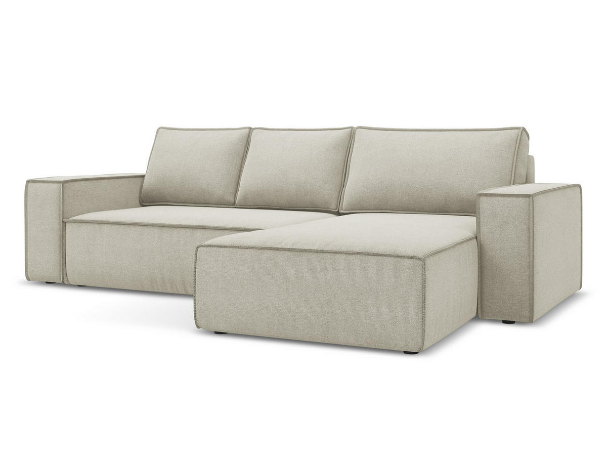 ECKSOFA mit Schlaffunktion Strukturstoff Stoff Beige - Beige/Creme, Kunststoff/Textil (290/185cm) - Makamii