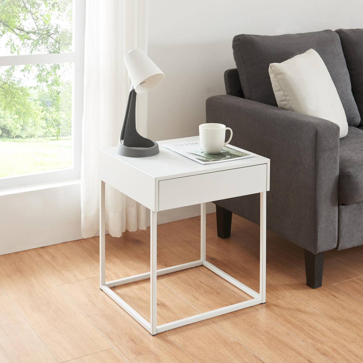 BEISTELLTISCH Rautjärvi - Weiß, Metall (41/43/50cm) - [en.casa]