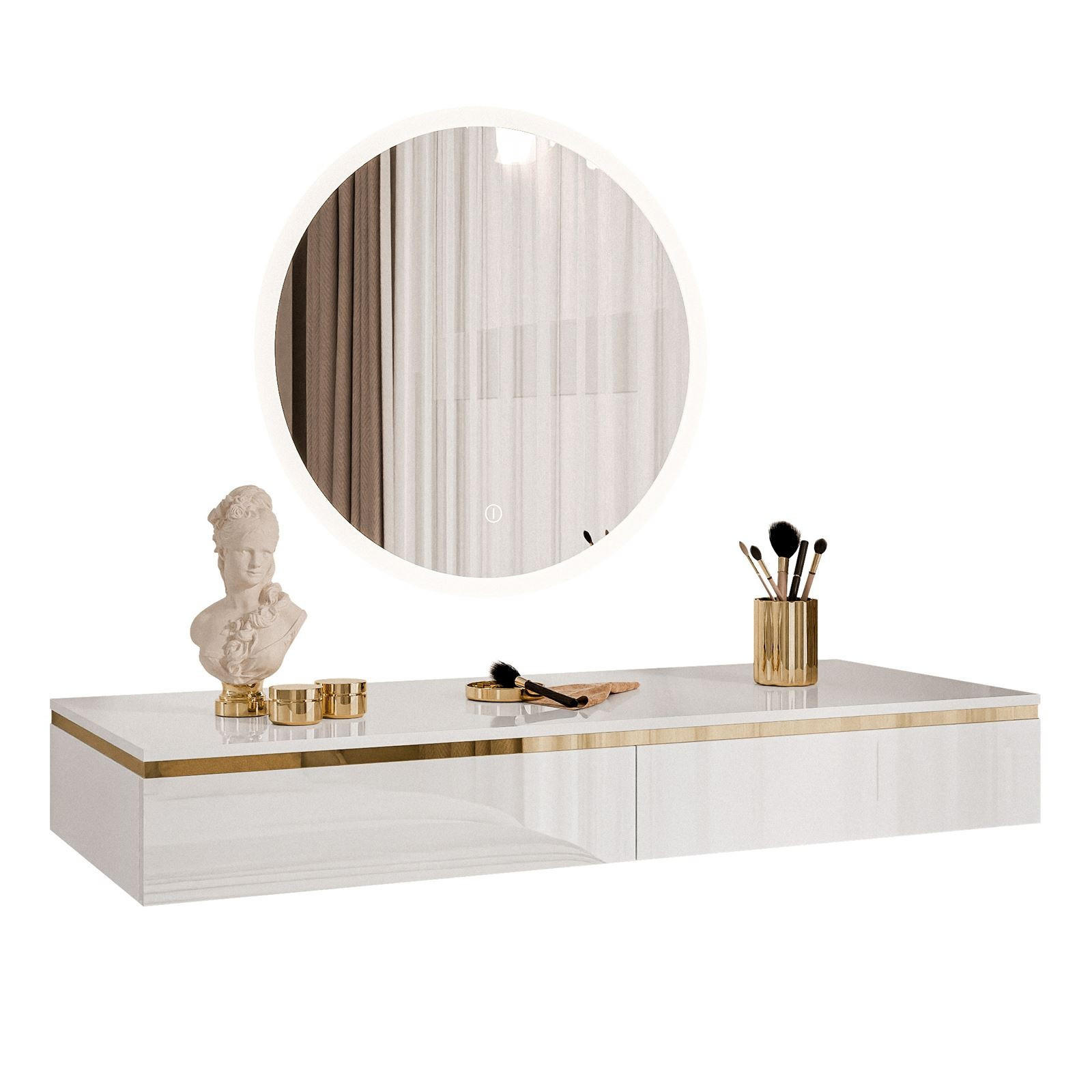 Lookway Schminktisch Weiß Hochglanz 102x15x44 cm