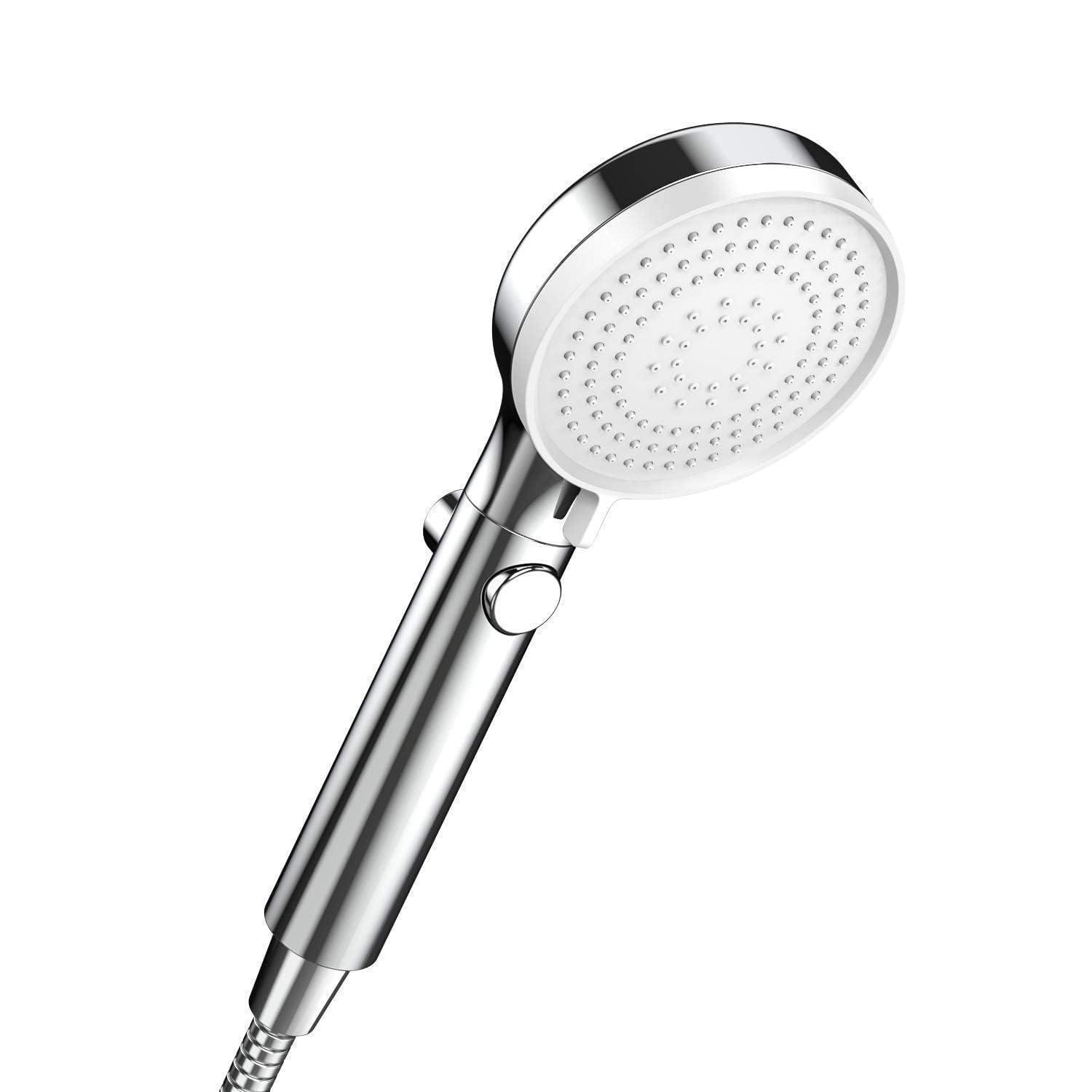HANDBRAUSE mit Stoppfunktion Chrom 3 Strahlarten - Silberfarben, Metall (4/24.5/9cm)