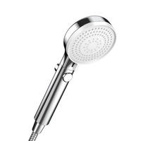 HANDBRAUSE mit Stoppfunktion Chrom 3 Strahlarten - Silberfarben, Metall (4/24.5/9cm)