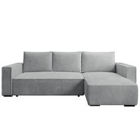 ECKSOFA CUDDY L, Eckcouch in L-Form mit Schlaffunktion und Bettkasten, Farbe: Grau, Cordstoff, Ottomane Rechts - Grau, Textil (240/140cm) - Storez24