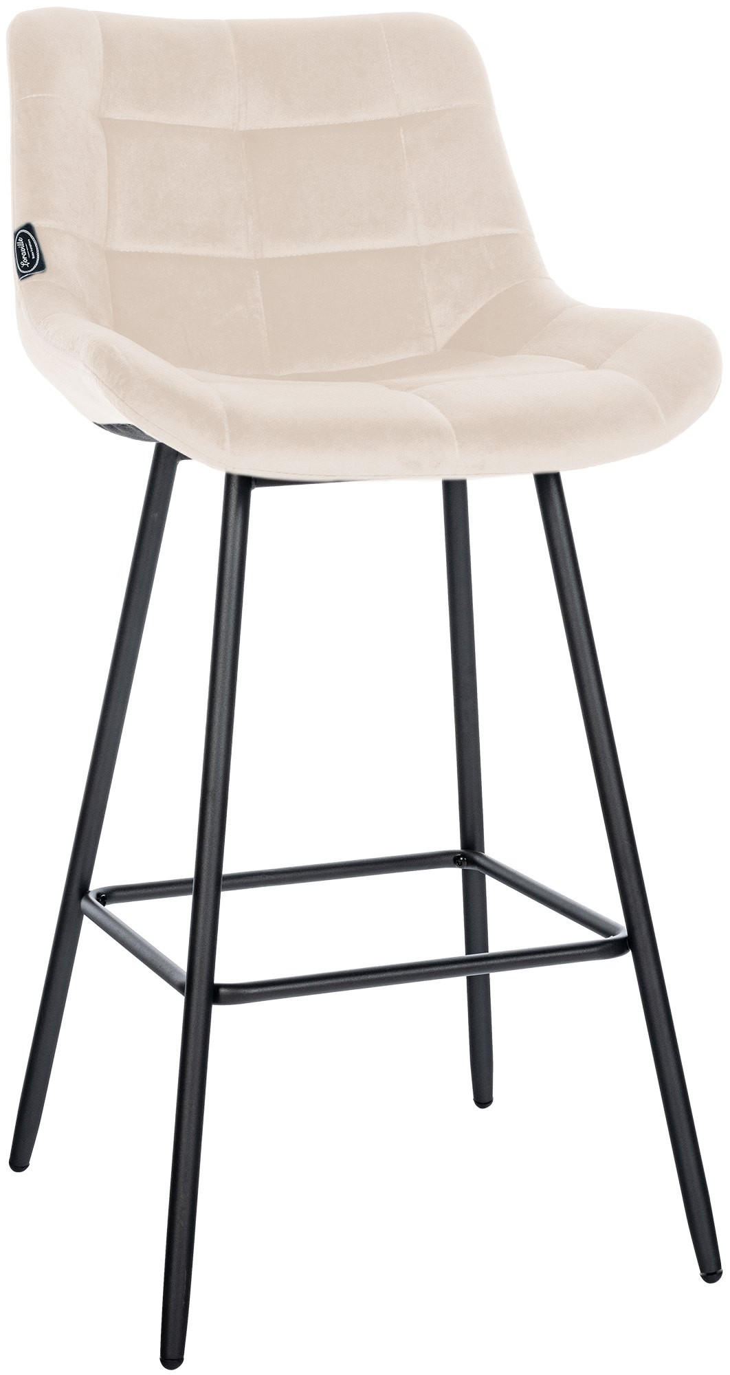 BARHOCKER Samt creme - Creme/Schwarz, Textil/Metall (49/104/56cm) - CLP