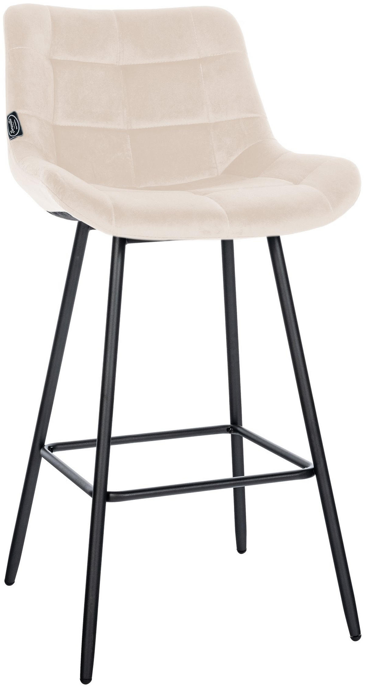 BARHOCKER Samt creme - Creme/Schwarz, Textil/Metall (49/104/56cm) - CLP