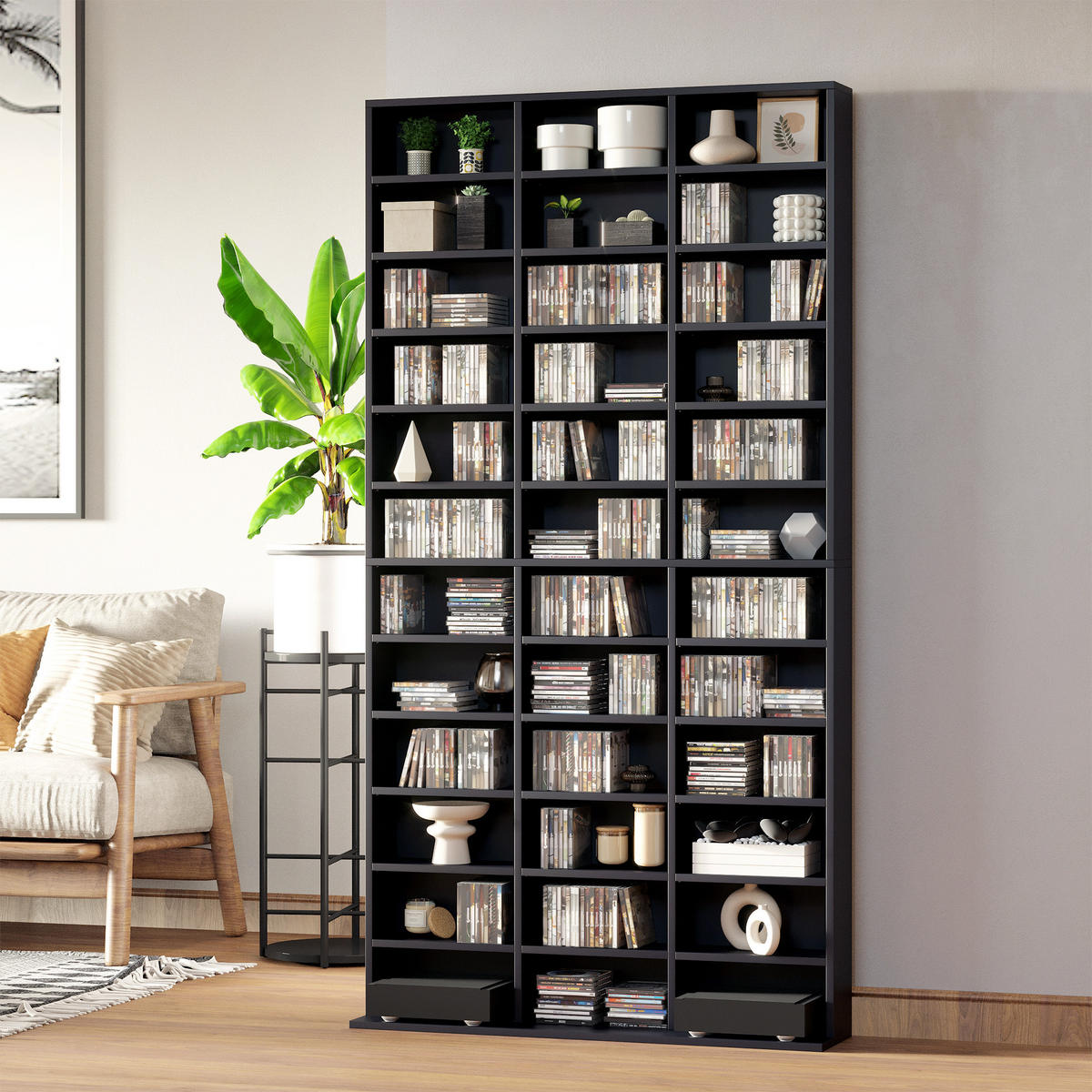 CD-REGAL DE-14394 36 Fächer, verstellbare Böden Schwarz - Schwarz, Holzwerkstoff (24/195/102cm) - ComfortXL
