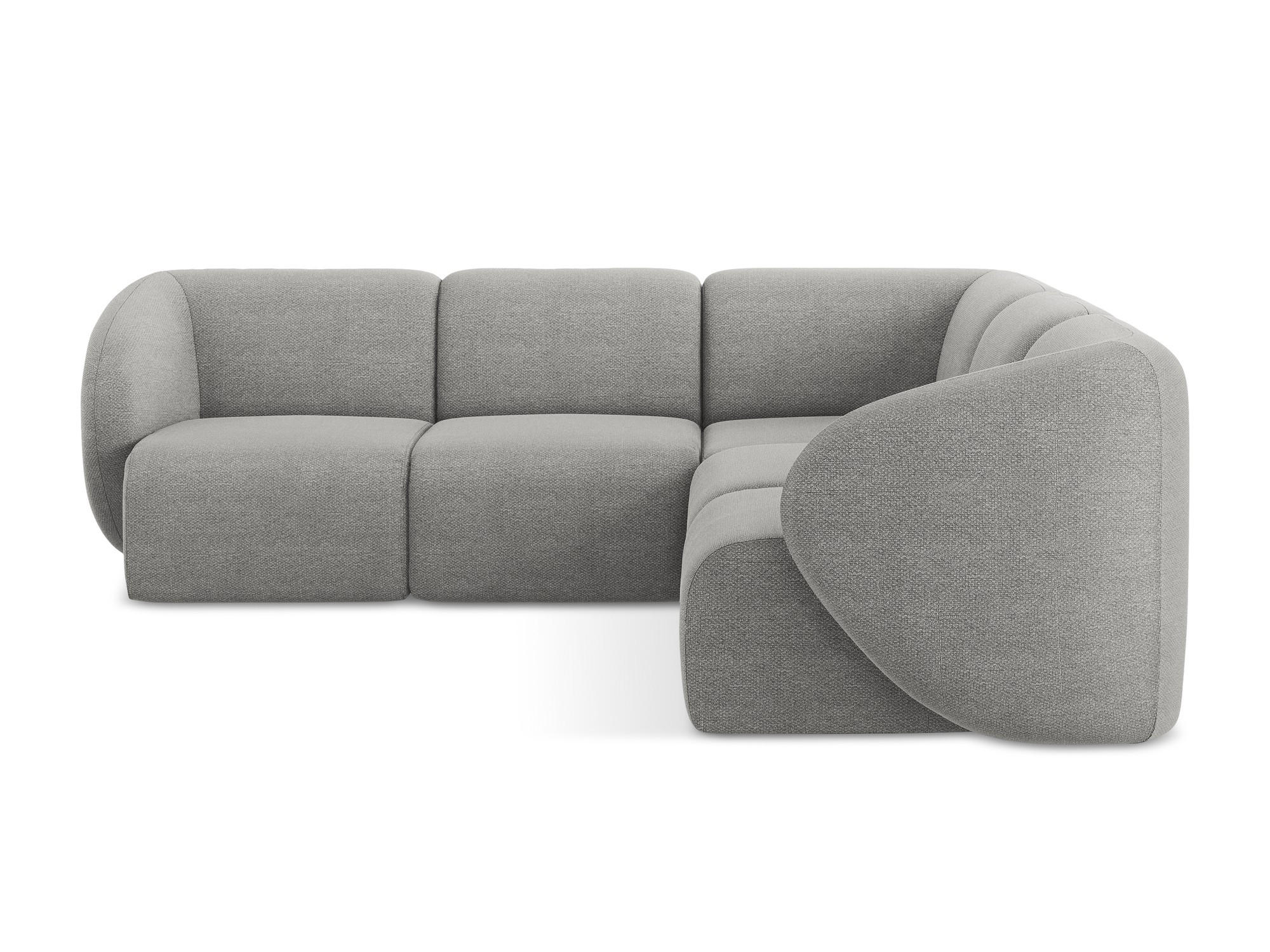 ECKSOFA Bouclé Stoff Grau - Hellgrau/Schwarz, Holzwerkstoff/Kunststoff (251/251cm) - Makamii