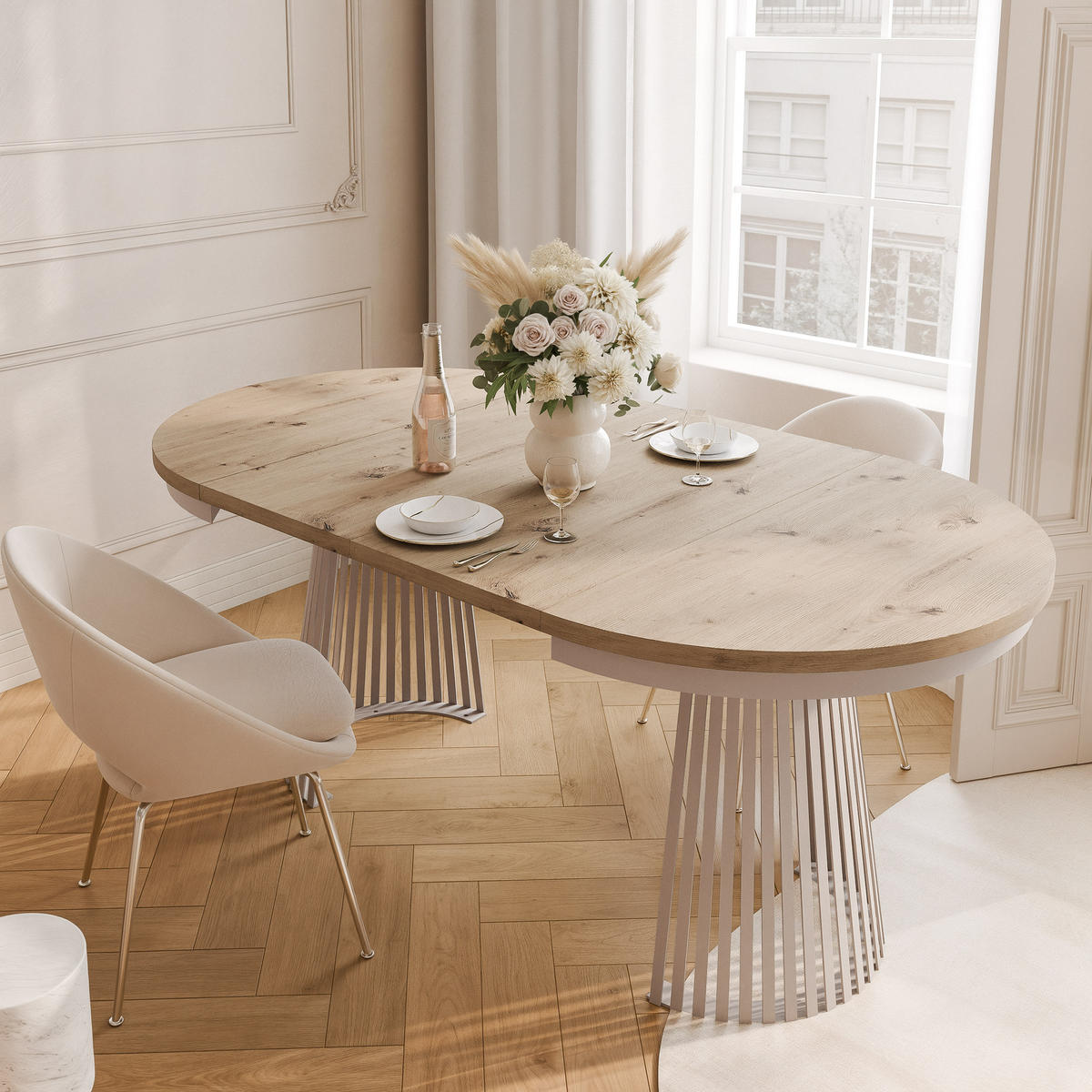 AUSZIEHTISCH AUREA 100-180/75 cm, Kaschmir / Artisan-Eiche - Kaschmir/Eiche Artisan, Holzwerkstoff/Metall (100/100/75cm) - Idohome
